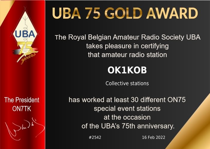 2022-zlat diplom UBA pro OK1KOB.
